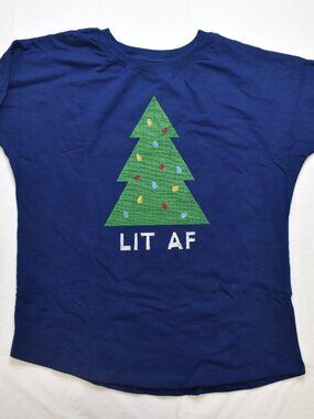 Made Right Womens Lit AF Christmas Tree Light Sweatshirt Shirt New Medium